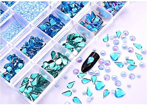 DIY Nail Art Rhinestone Kit 2-10mm Hearts Pearls Diamonds Acrylic Flat Bottom with Tools - Image 8