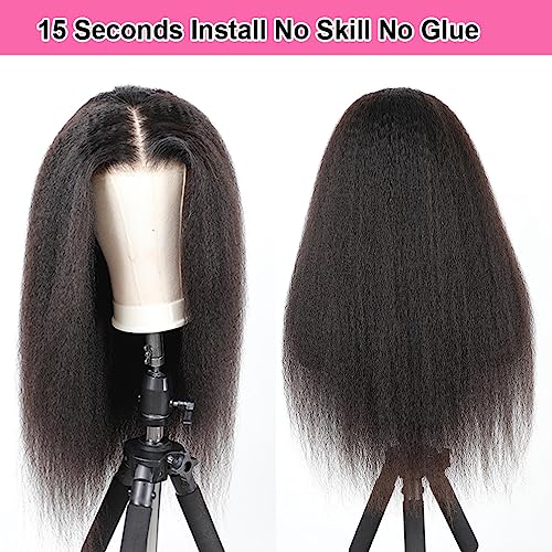 Domiso 26 Inch Kinky Straight Wear and Go Glueless Wigs Human Hair Pre Plucked Pre Cut 6x4.6 HD Lace Yaki Straight Lace Front Wigs Human Hair Brazilian Beginners Wig Natural Hairline Breathable Cap - Image 9