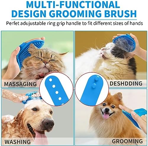 3 Piece Pet Bath Brush Set for Short and Long Hair Dogs Blue/White - Image 5