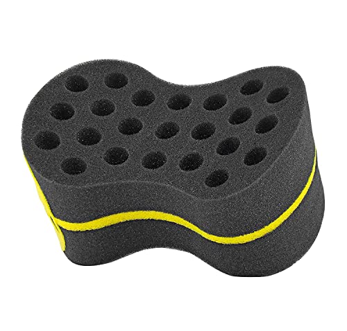 Double-Sided Hair Sponge for Black Men/Women, Hair Twisting Sponge/Twist and Curl Sponge Brush, Barber Curling Care Tool Brushes for Afro Curly Styling Dreads/Curls, Big & Small Holes (Black) - Image 2