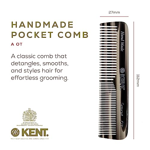 Kent OT 4.5 Inch Double Tooth Graphite Pocket Comb for Hair Beard Mustache Grooming - Image 2