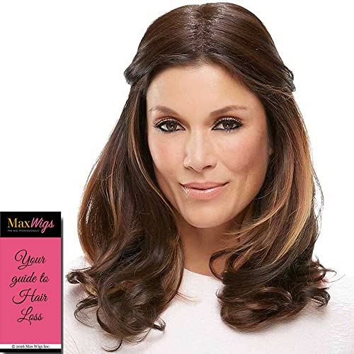 EasiPart HD XL 18" Length Topper Color 4 Brownie Finale Hairpieces Heat Friendly Synthetic Clip In 1 Piece Monofilament 3” x 5.75” Base Cover Thinning Bundle MaxWigs Hairloss Booklet - Image 3