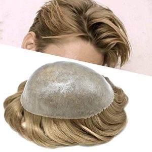 Toupee for Men Hair Replacement Systems Thin Skin Mens Toupee Full PU Injection Mens Brazilian Human Hairpiece Male Prothesis Wig Units Black Brown Grey Color (LIGHT ASH BLONDE 20#)