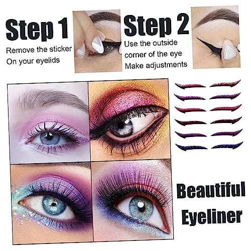 6pcs Eyeliner Invisible Eyelid Stickers Korean Eyelid Tape Glitter Eyelid Tape Adhesive Eye Line Glitter Tape Instant Eyelid Sticker Plastic Beauty Products Double Eyelid - Image 3