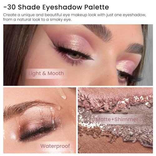 30 Shades Matte Shimmer Eyeshadow Palette High Pigment Eye Makeup Primer Powder - Image 4
