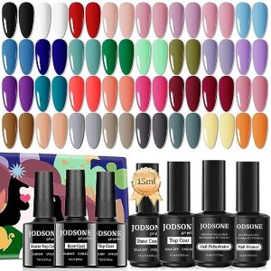 JODSONE 39 Piece Gel Nail Polish Kit 32 Vibrant Colors with 15ML Base and Top Coats