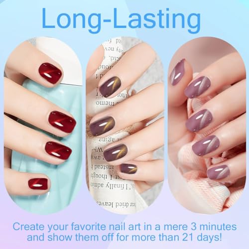 12 Colors Cat Eye Gel Nail Polish Kit with UV LED Lamp Magnetic Sticks for Home DIY Manicure - Image 5