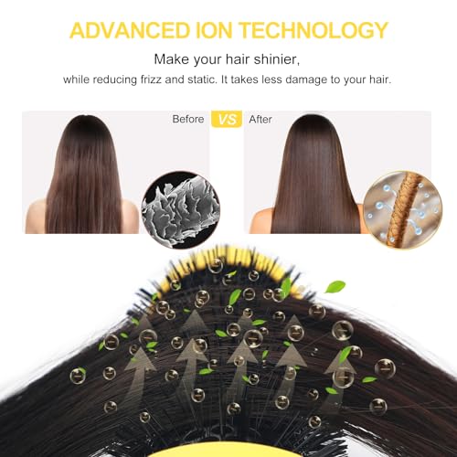 Hair Dryer Brush, Aima Beauty 4-in-1 Upgrade Hot Air Straightener Curler Function for Women, Hair Styling Tools, Yellow-Round - Image 5