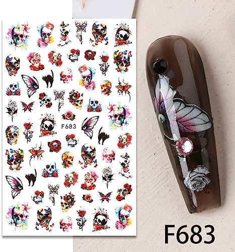 Halloween 3D Self-Adhesive Nail Art Stickers for Women and Girls, 6 Sheets - Image 6