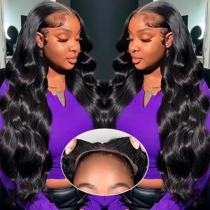 Wear And Go Glueless 28 Inch Body Wave Human Hair Wig with Pre Plucked 4x4 Closure