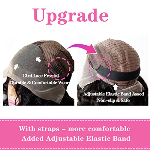 Lace Front Wigs Human Hair Pre Plucked Body Wave Glueless Human Hair Wig 13x4 HD Lace Frontal Wigs Human Hair for Women 180% Density Natural Black 12 Inch - Image 3