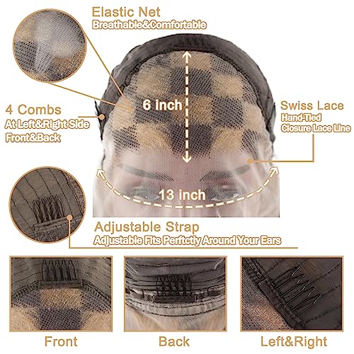 P4/27 Highlight Lace Front Wig Human Hair Water Wave Ombre Blonde 13x6 HD Transparent Lace Front Wigs Per Plucked With Baby Hair 150% Density glueless Brazilian Virgin Hair 22 Inch - Image 3