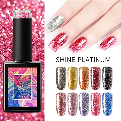 Gel Nail Polish Manicure Gifts Neutral Nude Glitter Finger Nail Polish Long-lasting Chip-Resistant Quick Dry Colorful Jelly Gel Polish Nail Art Manicure Spring Birthday Gift Sales Clearance - Image 5