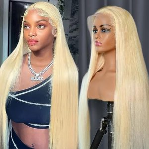40 Inch Straight Blonde 13x6 Transparent Lace Front Human Hair Wig