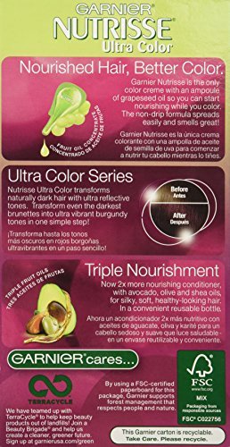 Garnier Hair Color Nutrisse Ultra Color Nourishing Creme, BR1 Deepest Intense Burgundy (Acai Berry) Red Permanent Hair Dye, 1 Count (Packaging May Vary) - Image 2