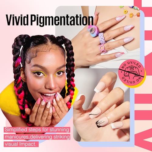 Dip Powder Nail Kit Pink Blue Purple White Black Red 32 Multi-Colors Dipping Powder with Base Top Coat Activator Brush Saver Liquid Set, Classic All Seasons Tones French Nail Art Manicure Salon MEFA - Image 3