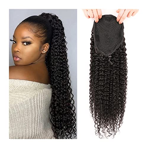 Ponytail Extension Kinky Curly Drawstring Ponytail Remy Human Hair 12-26 Inch Long Brazilian Cury Ponytail Clip In Extensions 100g/150g For Women Fake Hair (Color : Kinky Curly, Size : 20Inch 100g)