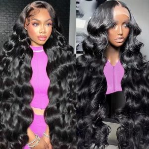 Body Wave Lace Front Wigs Human Hair Pre Plucked with Baby Hair Glueless Lace Closure Wigs 4x4 Brazilian Human Hair Wigs for Black Women 32 Inch