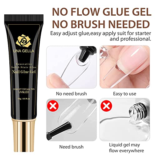 UNA GELLA 504 Pcs Short Coffin Nail Tips and Glue Gel Kit with Integrated Lamp - Image 5