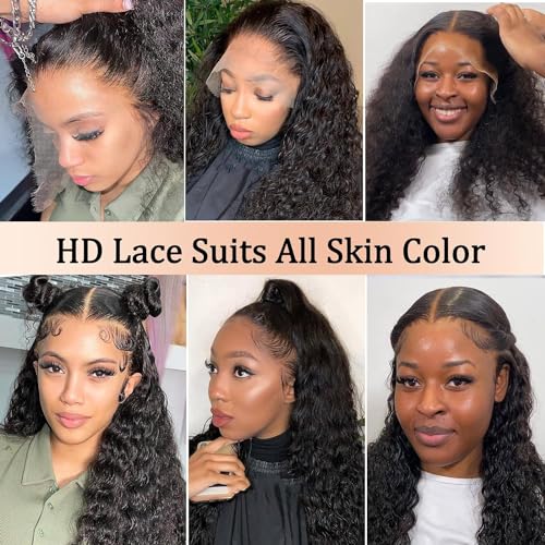 QTHAIR 14A Deep Wave Lace Front Wigs Human Hair 150% Density 13x4 HD Trasparent Lace Frontal Wigs Human Hair 100% Human Hair Deep Curly Lace Frontal Wigs Human Hair Natural Color (18 Inch) - Image 3