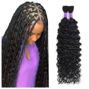 Water Wave Bulk Human Hair For Braiding No Weft 100g (1Pack-2Bundles) 100% Virgin Human Hair Micro Braiding Human Hair For Boho Braids Wet and Wave Human Braiding Hair (18inch, Natural Black)