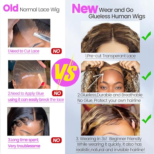 12 Inch 4/27 Highlight Blonde Wear and Go Glueless Water Wave Bob Wig 180% Density Human Hair - Image 4