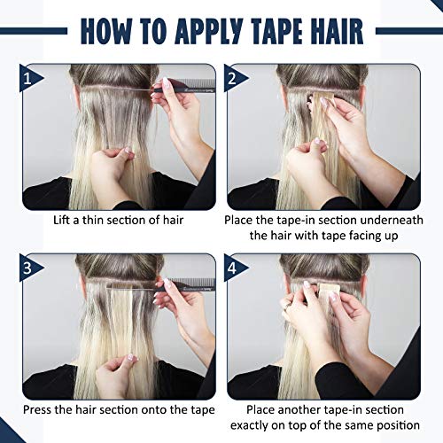 Full Shine Tape in Hair Extensions Human Hair #1000 White Blonde Hair Extensions Seamless Tape Hair Extensions 18Inch Real Hair 20Pcs Straight Human Hair Extensions Tape ins 50Grams - Image 7