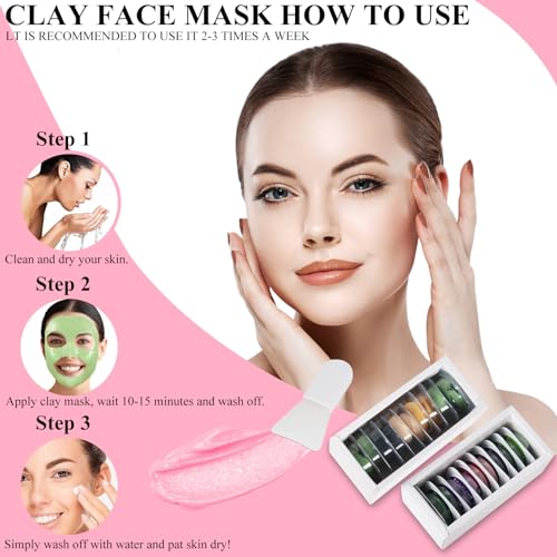 20 Pods Clay Facial Mask Set - Green Tea,Turmeric, Dead Sea Mud,Rose, 24K Gold,Eggplant,Avocado,Mud Mask Deep Pore Cleansing Acne Blackhead Removal,Men & Women Face Mask Skin Care. - Image 6