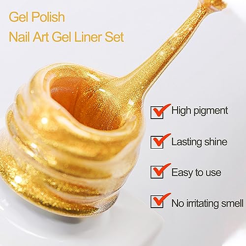 4 Color Gel Nail Art Liner Set Black White Gold Silver for DIY Designs - Image 4