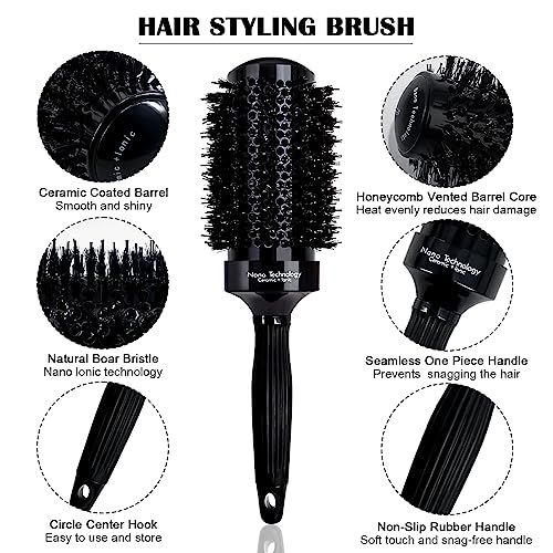6pc Ceramic Ion Boar Bristle Vented Round Blow Drying Brush Set - Image 3