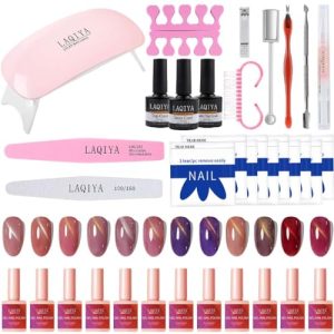 12 Colors Cat Eye Gel Nail Polish Kit with UV LED Lamp Magnetic Sticks for Home DIY Manicure