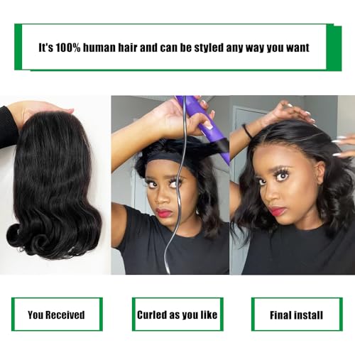 Bob Wig Human Hair 13x4 Frontal Lace Wig Body Wave HD Lace Front Wigs Human Hair Pre Plucked Short Bob Wigs for Women Human Hair Glueless Wig Natural Black Color (10 inch, Bob Wig Human Hair) - Image 3