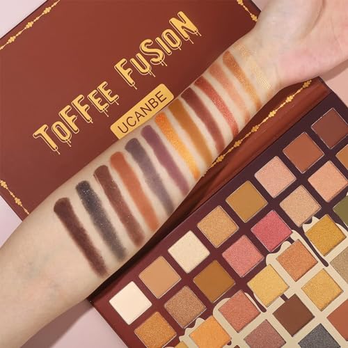 UCANBE Toffee Fusion 48 Color Eyeshadow Palette with 15 Brushes and Primer Neutral Matte Shimmer Glitter Makeup Kit - Image 3