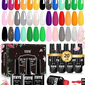 23 Piece Gel Nail Polish Kit 20 Classic Colors 7ML Capacity for Any Occasion