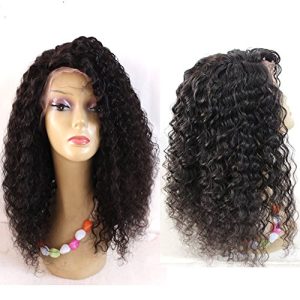 High-Quanlity 20" Afro Full Lace Wigs Black Women Kinky Wig mongolian Virgin Remy Human Hair Curly Color #1B Off Black