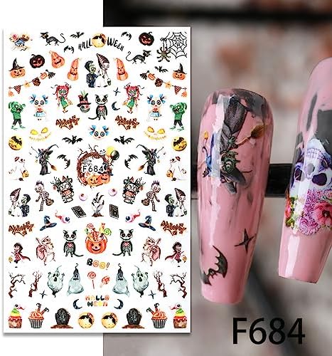Halloween 3D Self-Adhesive Nail Art Stickers for Women and Girls, 6 Sheets - Image 7