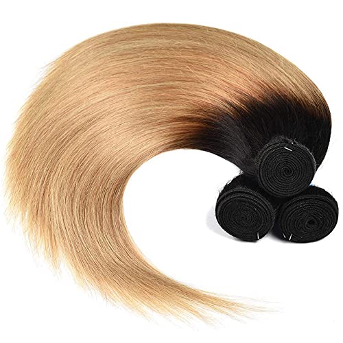 1b27 Human Hair Bundles Ombre Honey Blonde Straight Bundles Brazilian Remy Human Hair 3 Bundles 14 16 18 Inch Double Weft Hair Weave Honey Blonde Hair Bundles Ombre Bundles - Image 7