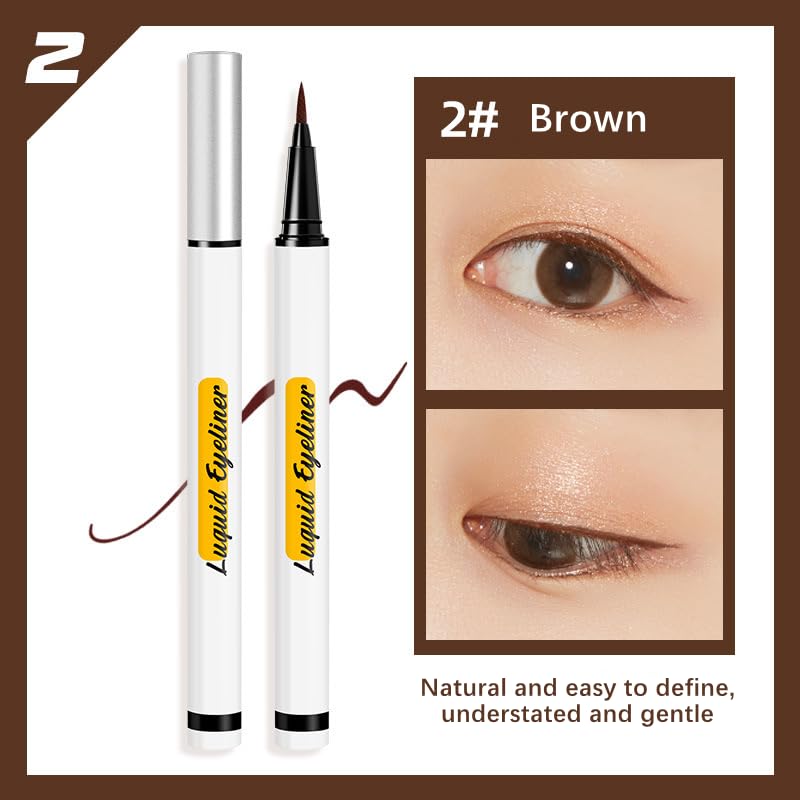 Brown Ultra Fine Tip Liquid Eyeliner Pen Waterproof Smudgeproof Quick Drying 1 Piece - Image 2