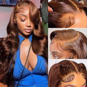 24 Inch Brown Lace Front Wig Human Hair Body Wave Lace Front Wigs Human Hair 13x4 HD Lace Frontal Wigs 200 Density Human Hair Wigs for Women