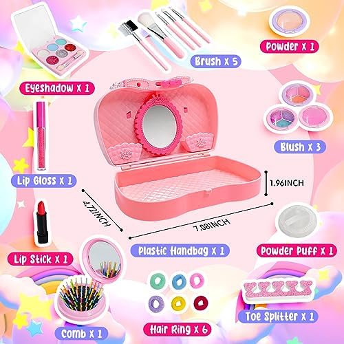 Kids Makeup Set Toys Gift, Washable Make Up Kits and Nail Polish Set Hair Dye Stick for Girls , Perfect Kids Christmas Birthday Gifts for Girl Ages 3 4 5 6 7 8 9 10 11 12 Year Old - Image 3