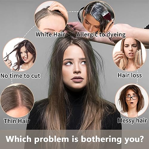 Platinum Blonde Human Hair Toppers with Rhinestone Band for Women Hairpiece for Thinning Hair Clip in Bangs with Band Straight (Platinum Blonde 60#) - Image 4
