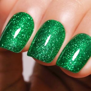 Glitter Gel Polish,Christmas Green Glitter Gel Nail Polish Sparkle Shimmer Gel Glitter Nail Polish Fall Winter Soak off LED UV Gel Nail Polish for Art DIY Manicure 15ML