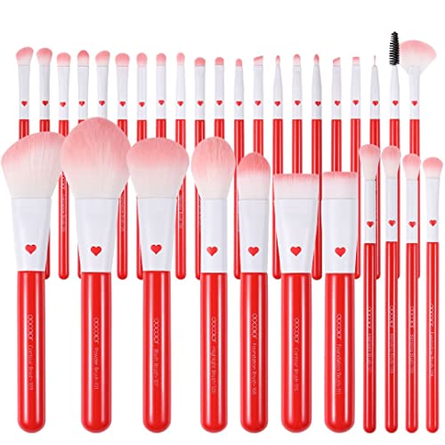 Docolor Professional Makeup Brushes Set 32Pcs Make up Brushes Premium Kabuki Foundation Blending Face Powder Blush Contour Eye Shadows Eyebrow Eyeliner Make Up Brush Gift Kit