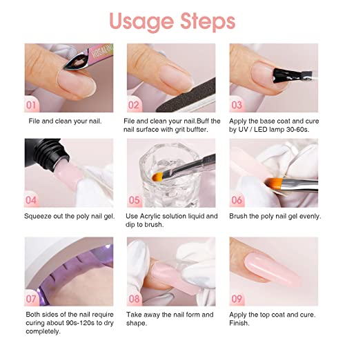 ROSALIND Pink Poly Nail Gel, 60ml Soft Pink Poly Extension Gel for Nail Natural Builder Nail Gel Pink Color, Light Pink Poly Extension Nail Decoration Long-Lasting Poly Nail Enhancement Gel - Image 10