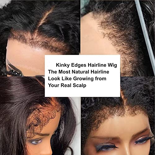 Edges Hairline 13x6 Lace Front Curly Wig Human Hair Pre Plucked with Baby Hair 150% Density Brazilian Virgin HD Lace Kinky Curly Frontal Wigs Human Hair for Women Glueless Wigs 24Inch - Image 5