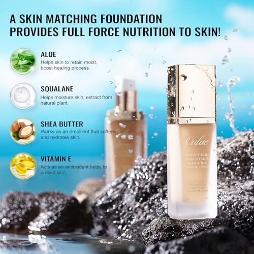 Oulac Foundation for Mature Skin | Medium to High Coverage Matte Makeup | Moisturizing and Nourishing Creamy Foundation, Nude foundation Vegan 30m - Image 3