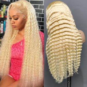 613 13x6 HD Blonde Lace Front Deep Wace Wigs Human Hair Pre Plucked Transparent Lace 180% Density Glueless 613 HD Lace Frontal Deep Wave Wigs for Women (30 inch, 613 13x6 deep)