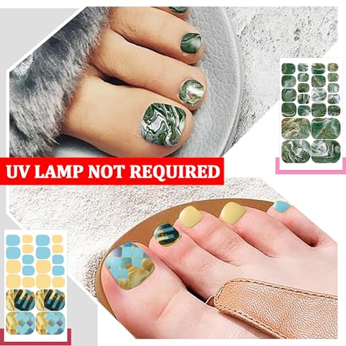 SILPECWEE 20 Sheets Toe Nail Stickers Full Nail Wraps for Toes Marble Toenail Polish Strips Gel Nail Strips Self Adhesive Toenails Polish Stickers Nail Art with 1pc Nail File - Image 3