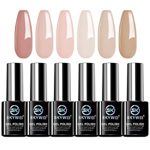 Gel Nail Polish Set 6 x 10 ML Nude Gel Nail Kit Milky Khaki Classic Colors UV LED Lights Cure Nail Art Soak off Gels DIY Home Nails Salon Nails Manicure