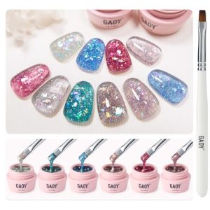 GAOY Rose Garden Jelly Gel Nail Polish and Reflective Glitter Gel Nail Polish for Salon Gel Manicure and Nail Art DIY at Home
